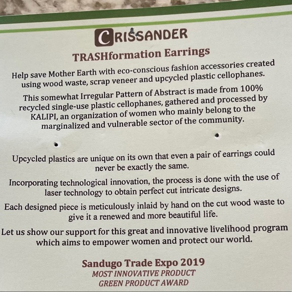 TRASHformation Upcycled Wood Earrings - Picture 5 of 5